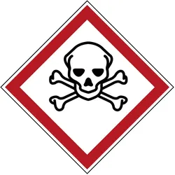 Brady, Sicherheitskennzeichnung, PIC 1809-21*21-B7541-RLL-DC, GHS-Symbole - Giftig, Polyester laminiert, Rot & Schwarz auf We