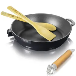 BIOL Emaillierte Gusseisen-Bratpfanne 26cm Tief Schmorpfanne Bräter Induktion Pfanne