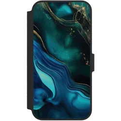 Nivocase Klapphülle für Apple iPhone 14 Handyhülle aus Kunst Leder NIVOflip schwarz Art Farbverlauf Marmor (Apple iPhone 14), Smartphone Hülle, Schwarz