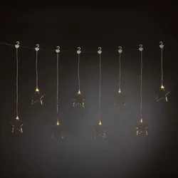 KONSTSMIDE LED Lichtervorhang, 8 Kunststoffsterne, 8 warmweiße Dioden, 3V, Innen, transparentes Kabel
