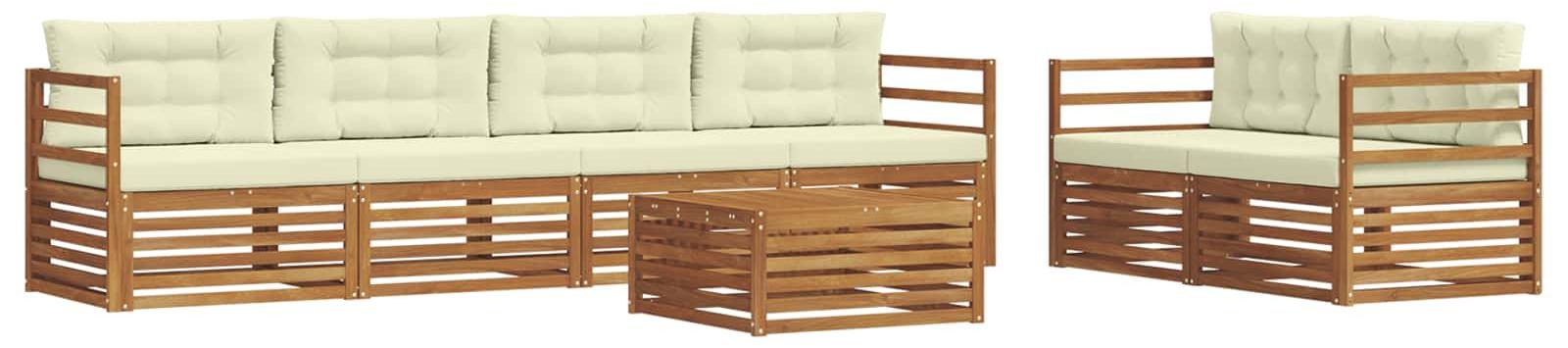 Outdoor-Sofagarnitur mit Kissen 7 pcs Natur und Creme