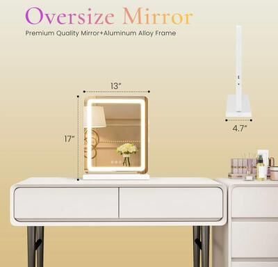 Uplifted Finds JHK LED Vanity Mirror With Lights   Dimmable Aluminum Frame Bathroom & Makeup Mirror 17 In L X 13 In W