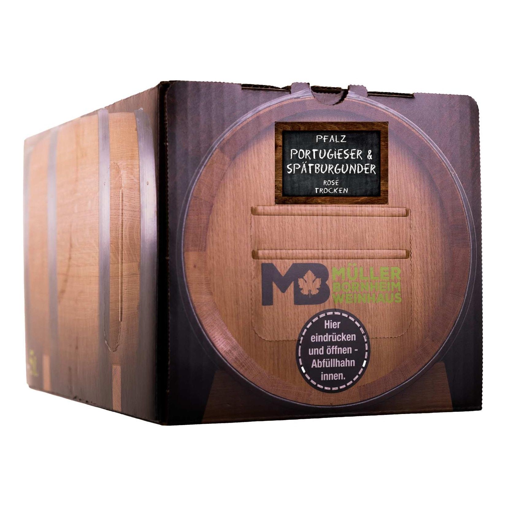Weinhaus Müller Bornheim Pfalz Portugieser Spätburgunder Rosé Wein trocken 12 % vol. 5 Liter Bag in Box