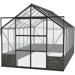 Vitavia Gewächshaus Cassandra 11500 inkl. Sockelmauer - 11,5 m2 -schwarz-Sockel Basalt
