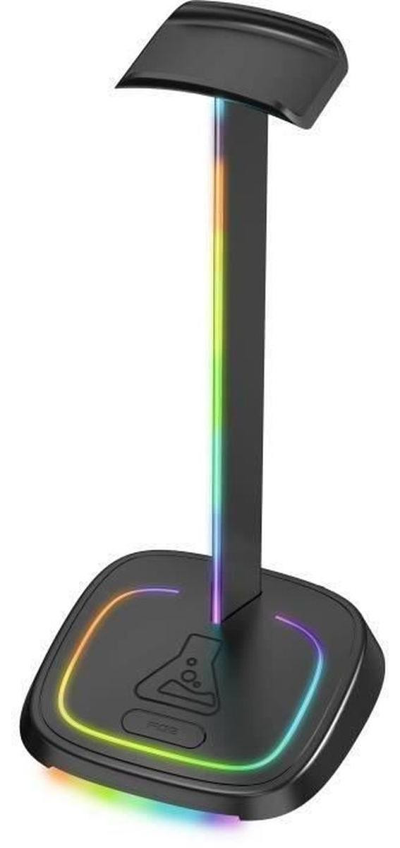 The G-Lab K-STAND-NEON RGB Gaming Headset Stand met USB/USB-C Hub en RGB-verlichting - Zwart