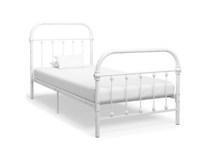 July Sale - BEST Cadre de lit Blanc Métal 90 x 200 cm(POIDS:17.05) 7137