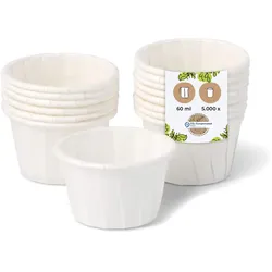 BIOZOYG 5000 Stück Mini-Schalen 60ml weiß, Probierbecher, Einwegschälchen Dipschalen Papier für Dips, Saucen, Fingerfood, umweltfreundlich, robust