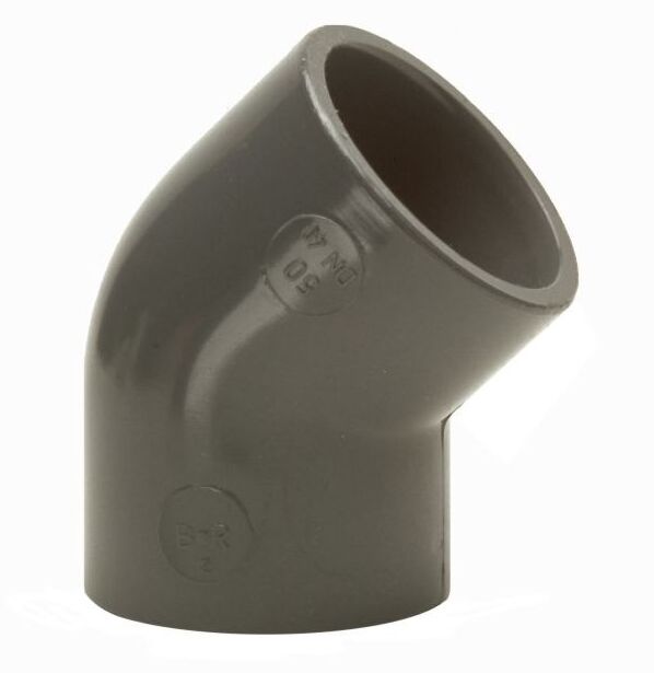 Bänninger PVC-U Winkel 1410114512 63mm, DN 50, 45Grad, beidseitige Klebmuffe