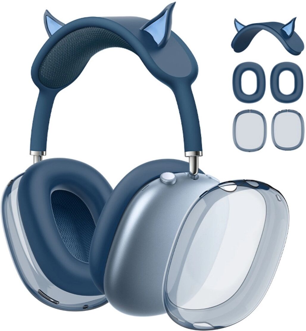INF Kopfbügel- und Ohrmuschel-Schutz 3-teilig – Silikon + TPU, stoßabsorbierend, waschbar – kompatibel mit AirPods Max 1/2 Blau