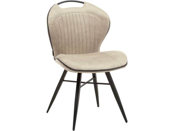 Esszimmerstuhl OMG DESIGN Mace , beige (sand, schwarz, sand), B:53cm H:87cm T:61cm, Stühle, Esszimmerstuhl, Lederoptik, pflegeleicht, mit praktischem Griff