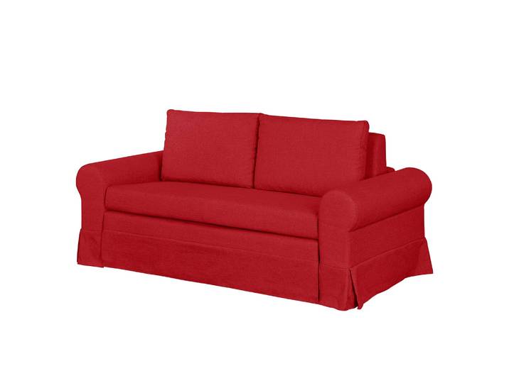 Canapé-lit Country avec housse Rouge/Rouge Tissu Doran 205cm Maison de campagne