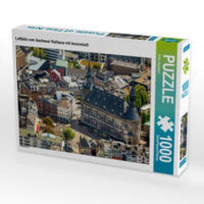 CALVENDO Puzzle Luftbild vom Aachener Rathaus mit Innenstadt | 1000 Teile Lege-Größe 64x48cm Foto-Puzzle für glückliche Stunden