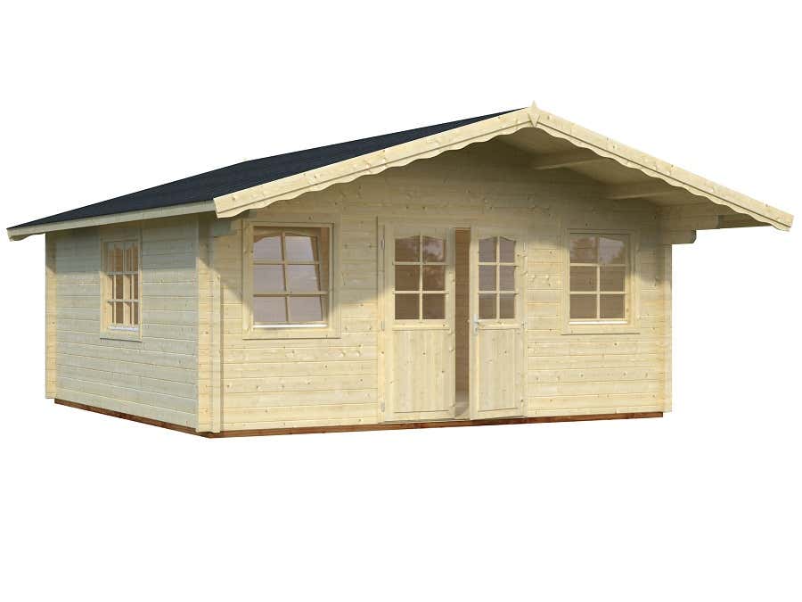 Palmako Gartenhaus Helena 24,6 m² aus Holz Gartenhaus mit 70 mm Wandstärke Gartenhütte Fußboden inklusive Geräteschuppen 26.01 m² Satteldach