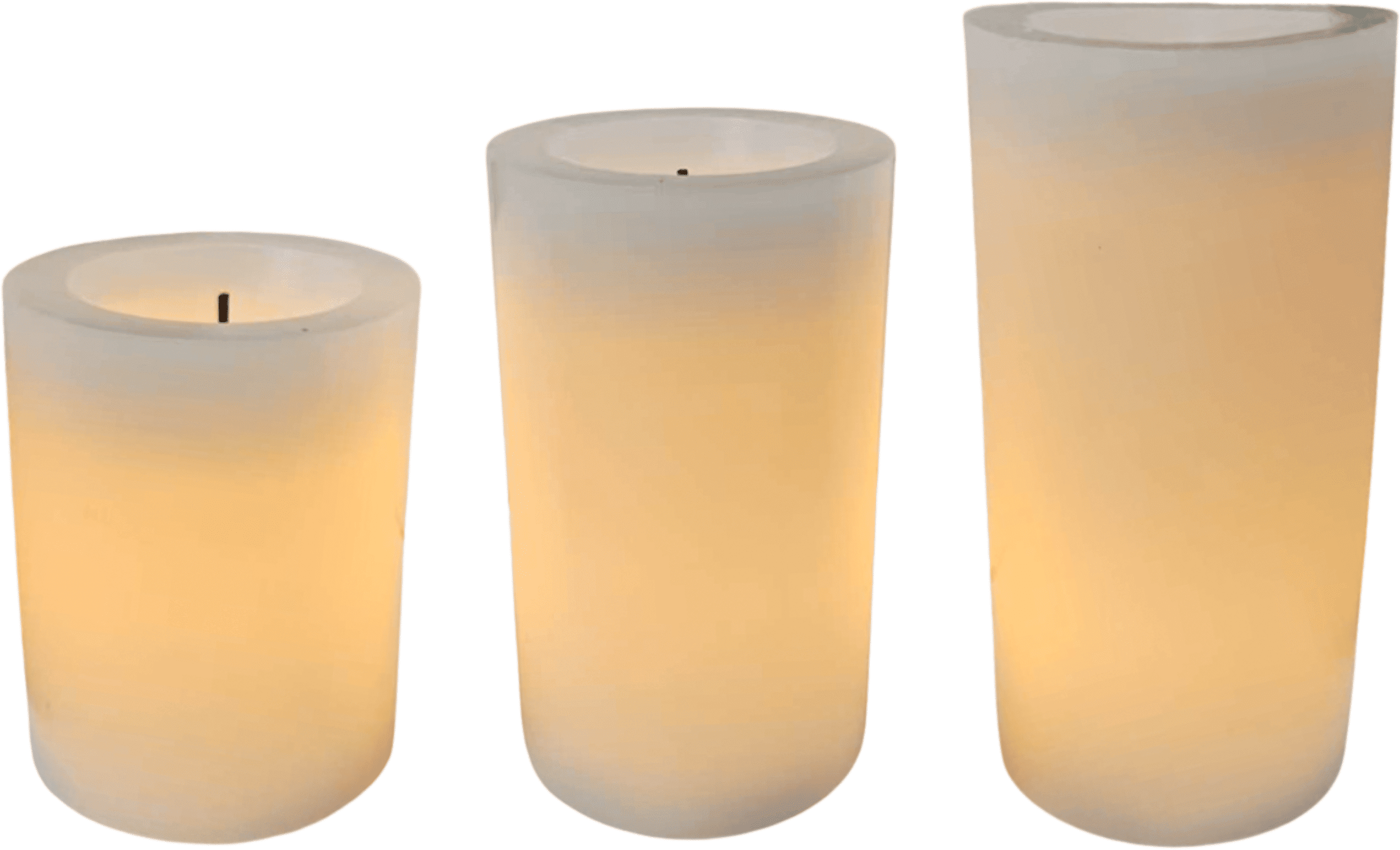 Cream Burnt Effect Realistic LED Candles - Set of 3