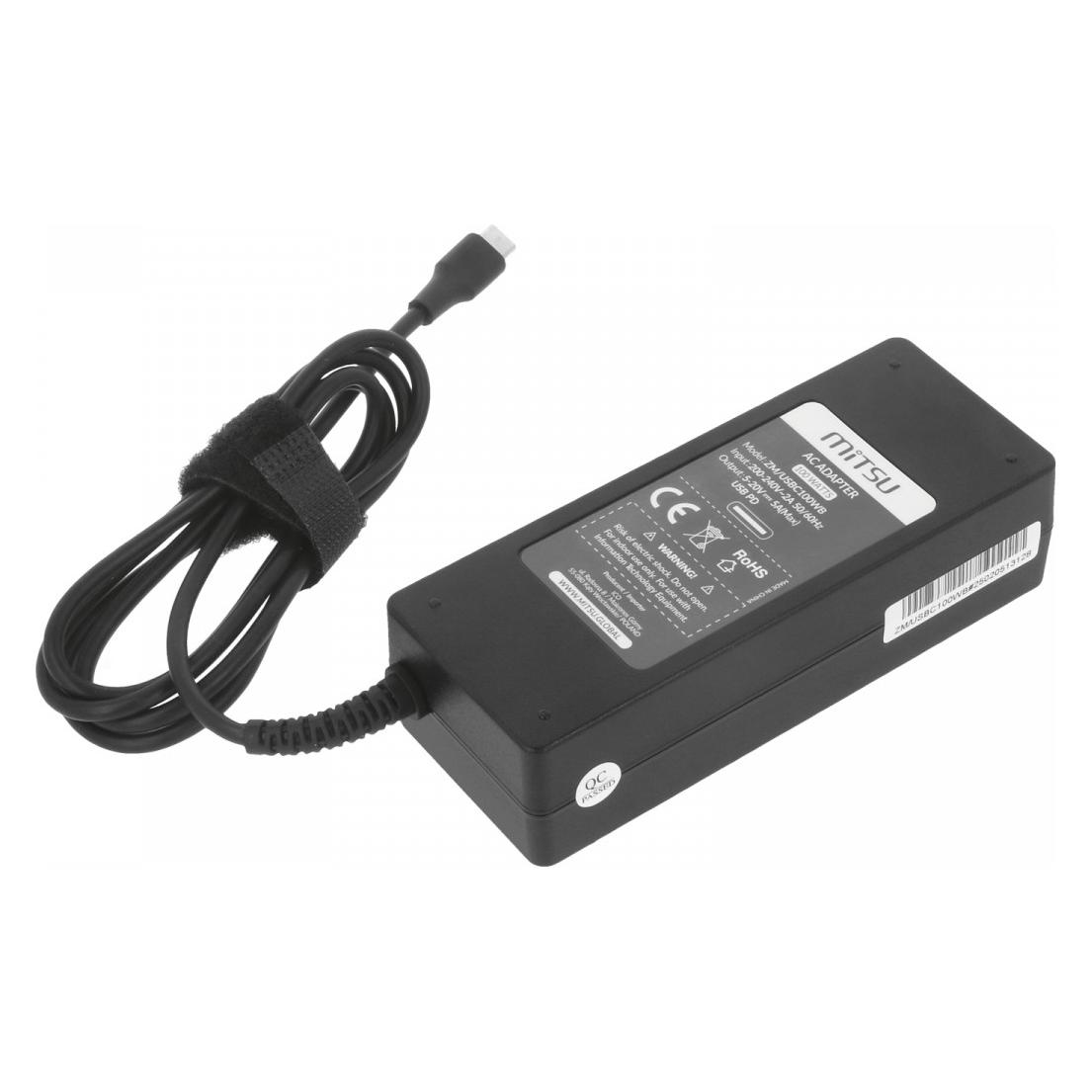 Mitsu Zasilacz do laptopa Zasilacz sieciowy 100W USB-C, USBC, 5-20V, 3-5A (black) do notebooka (100 W) (ZM/USBC100WB)