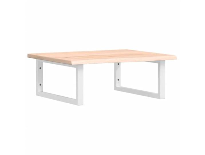WEMYUFURN Waschtischplatte mit Stahlhalterung und Massivholz Eiche Schweberegal, rechteckige Halterungen, Handtuchaufhängung, Wandmontage, nicht vorgebohrte Holzplatte, modernes Bad