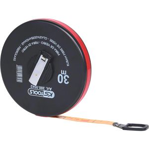 KS-Tools Maßband 300.0042, 30m Glasfaserband, mit Kurbel & Nagelöse