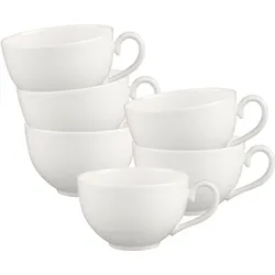 Villeroy & Boch, Tasse, Multipack White Pearl Frühstücksobertasse - 6 Stück (310 ml, 6x)
