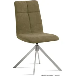 ESSZIMMERSTUHL drehbar (2er-Set) Dreddy 47x92x60 Edelstahl/Olivgrün