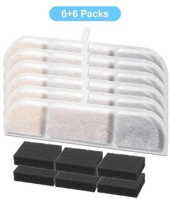 Inspired Finds DownyPaws Activated Carbon Replacement Filters For Cat Water Fountain WFP6 6packs