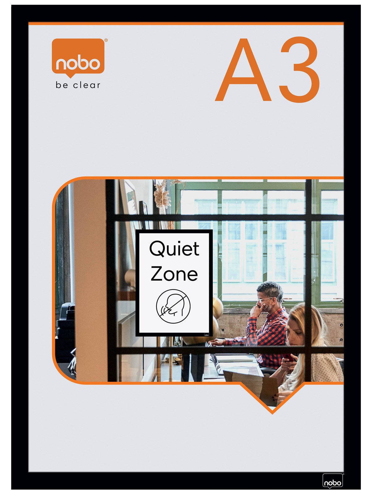 Nobo Self-adhesive Magnetic Poster Frame A3 Black