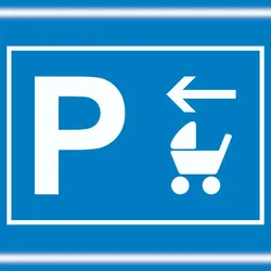 HB-Druck Kinderwagen Parkplatz Schild mit Richtungspfeil links waagerecht A0 (841x1189mm)