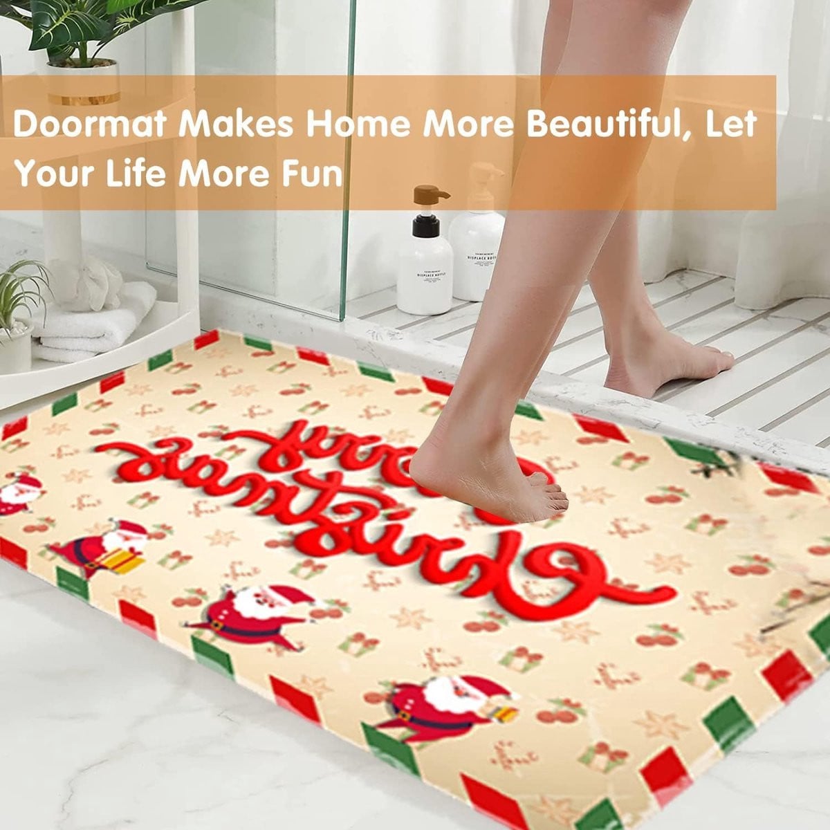 Wasbare Kerst Deurmat met Antislip en Kerstprint voor Woonkamer, Slaapkamer, Badkamer of Keuken