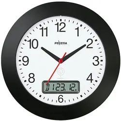 Peweta, Wanduhr, Funkwanduhr weiss schwarz Kunststoff, Ø 30,0 cm (30 cm)