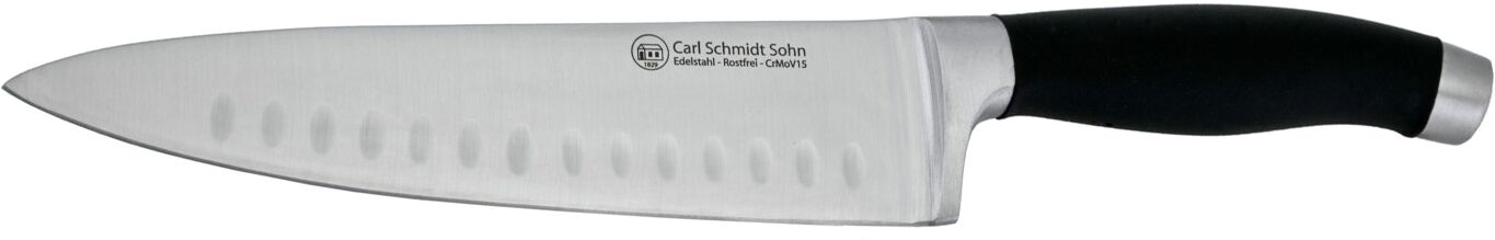 Kochmesser CARL SCHMIDT SOHN "SHIKOKU, 17 cm, Edelstahl rostfrei", schwarz, Klingenlänge 17cm, Edelstahl, Kunststoff, Kochmesser, Kochmesser, mit Kullenschliff