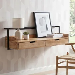 Wandschreibtisch 120cm Massivholz Stauraum Schreibtisch für die Wand Schwebend