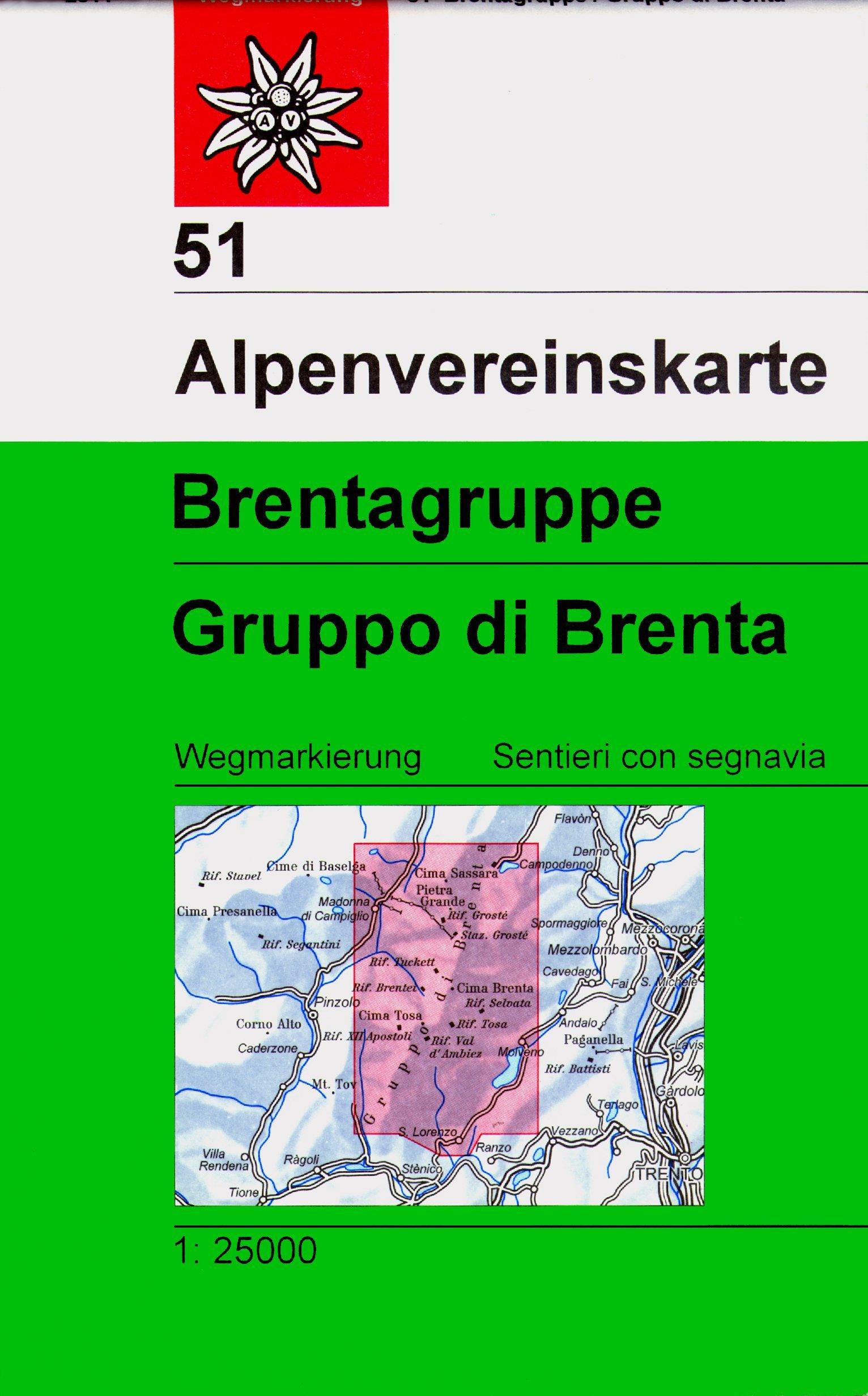 Carte de randonnée n° 51 - Brentagruppe (Alpes autrichiennes)   Alpenverein