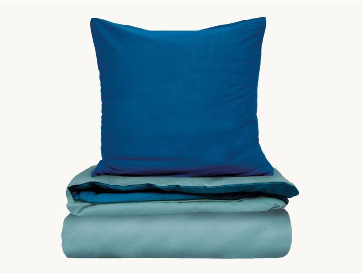 Feinbiber-Wende-Bettwäsche Calida - 40x80 + 155x220 cm - azurblau/türkis