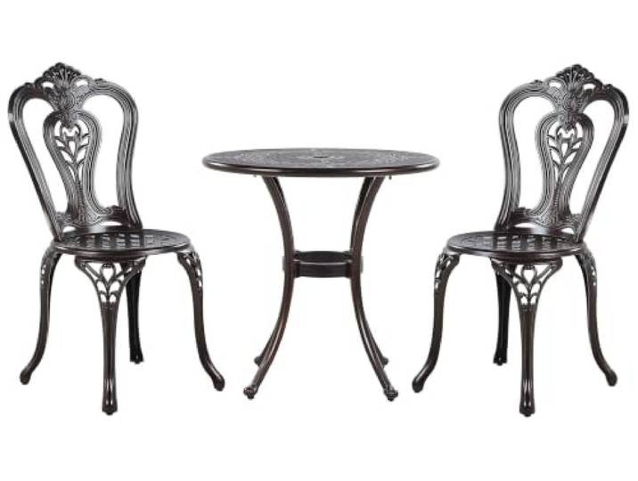 Beliani Gartenset Tisch 2 Stühle aus Aluminium braun Bovino