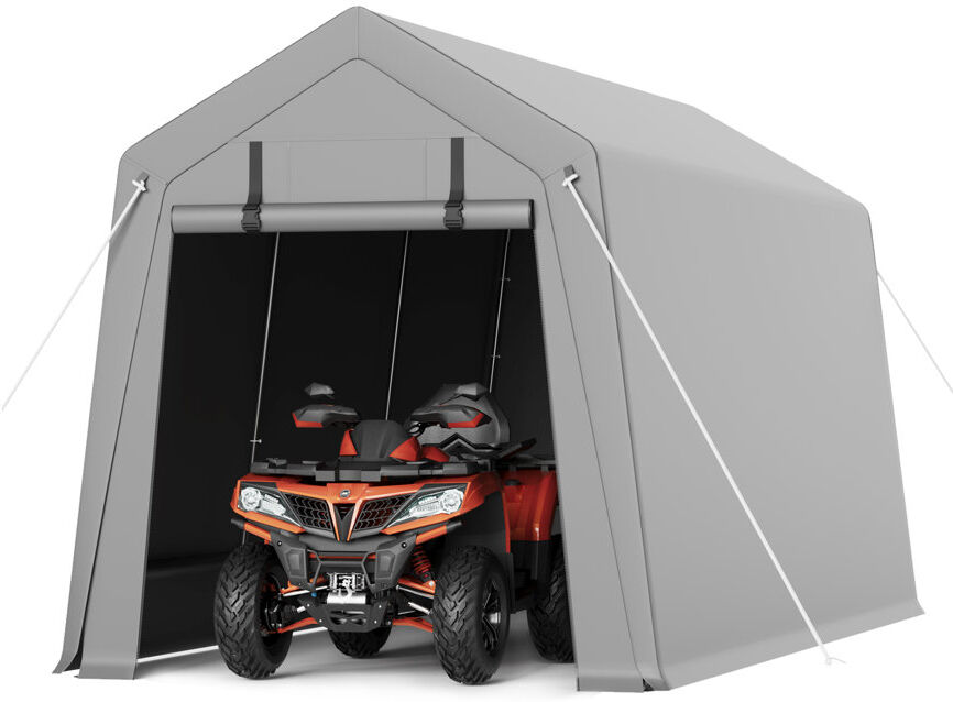 idealhouse Heavy Duty Outdoor Storage Outdoor Storage Tent – Waterproof & UV-Resistant Garage Shelter with Roll-Up Zipper Doors – Portable Carport for Motorcycle Grey 243.84cm H X 304.8cm W X 457.2cm D