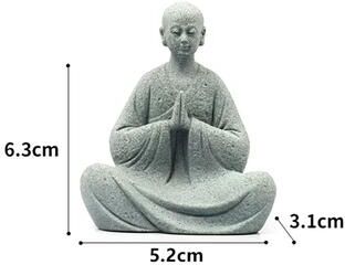 Inspired Finds Wishing Monk Zen Garden Decor Set For Aquarium And Miniature Landscape Styling sitting Monk 2.48x2.05x1.22in