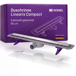Kessel Linearis Compact Duschrinne 45600.62M  flache Bodenablaufrinne für bodengleiche Duschen,650mm, mit Dichtmanschette, Ablaufgrundkörper