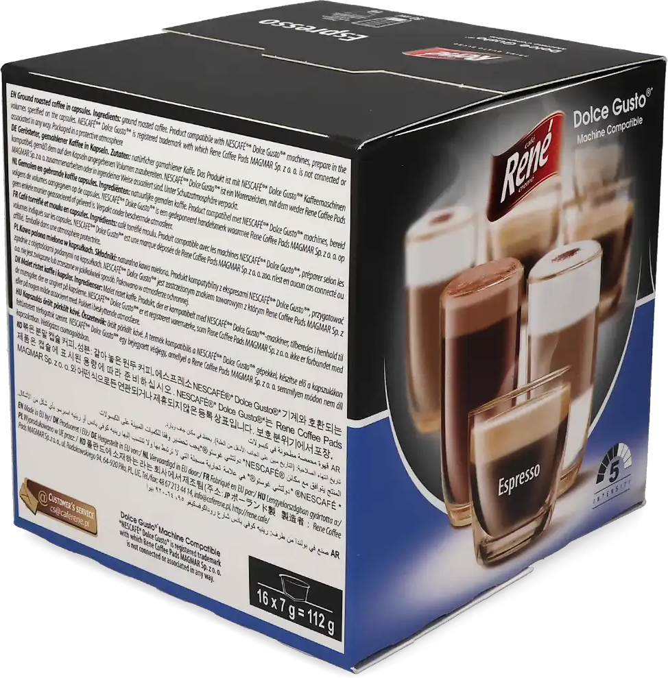 Café René   Espresso - 16 Capsules de café pour Dolce Gusto - Espresso - Compatible Dolce Gusto