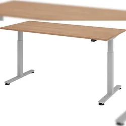 bümö elektrisch höhenverstellbarer Schreibtisch Nussbaum 180x80 cm - Schreibtisch höhenverstellbar elektrisch, elektrischer Schreibtisch & Gaming