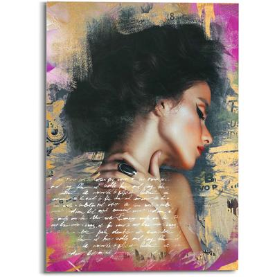 Glasbild REINDERS "Glasbild Glamour Frau Farbenfroh - Sensual - Modern - Paper Art", bunt (farbe bild(er): mehrfarbig), B:50cm H:70cm, Acrylglas, Bilder