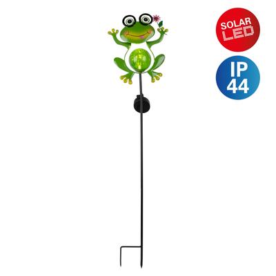 LED Solarleuchte NÄVE "Froggy", grün, B:8cm H:90cm L:20,5cm, Leuchten, Erdspieß Frosch mit Blume, grün, H: 90cm, warmweiß, 6-8h Leuchtdauer