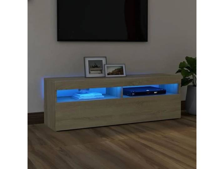 PARAIT&1105 MUEBLE HIFI - Chic Meuble TV avec lumières LED Chêne sonoma 120x35x40 cm Meuble de salon