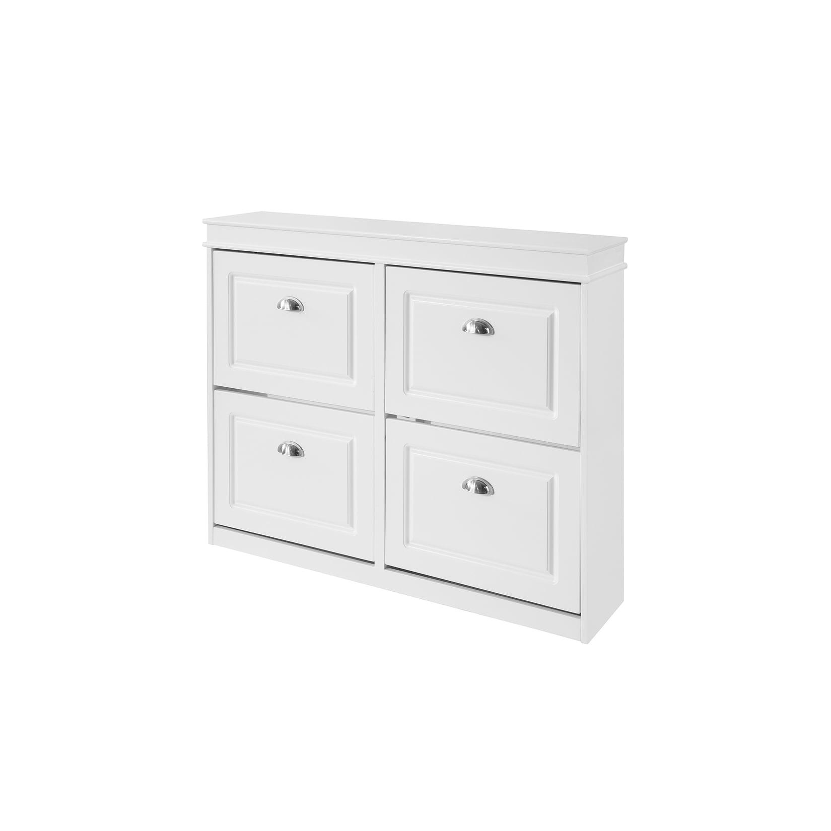 SoBuy Schuhschrank mit 4 Türen Weiß 105x24x82,5cm Modern