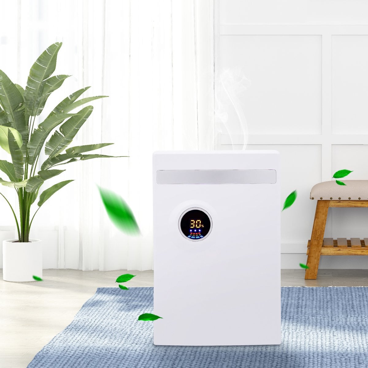 Witte Elektrische Luchtontvochtiger met LED Display en 2200ML Capaciteit