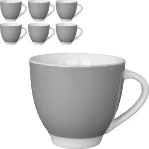 Van-Well Kaffeetassen Vario grau, 200ml, Porzellan, 6 Stück