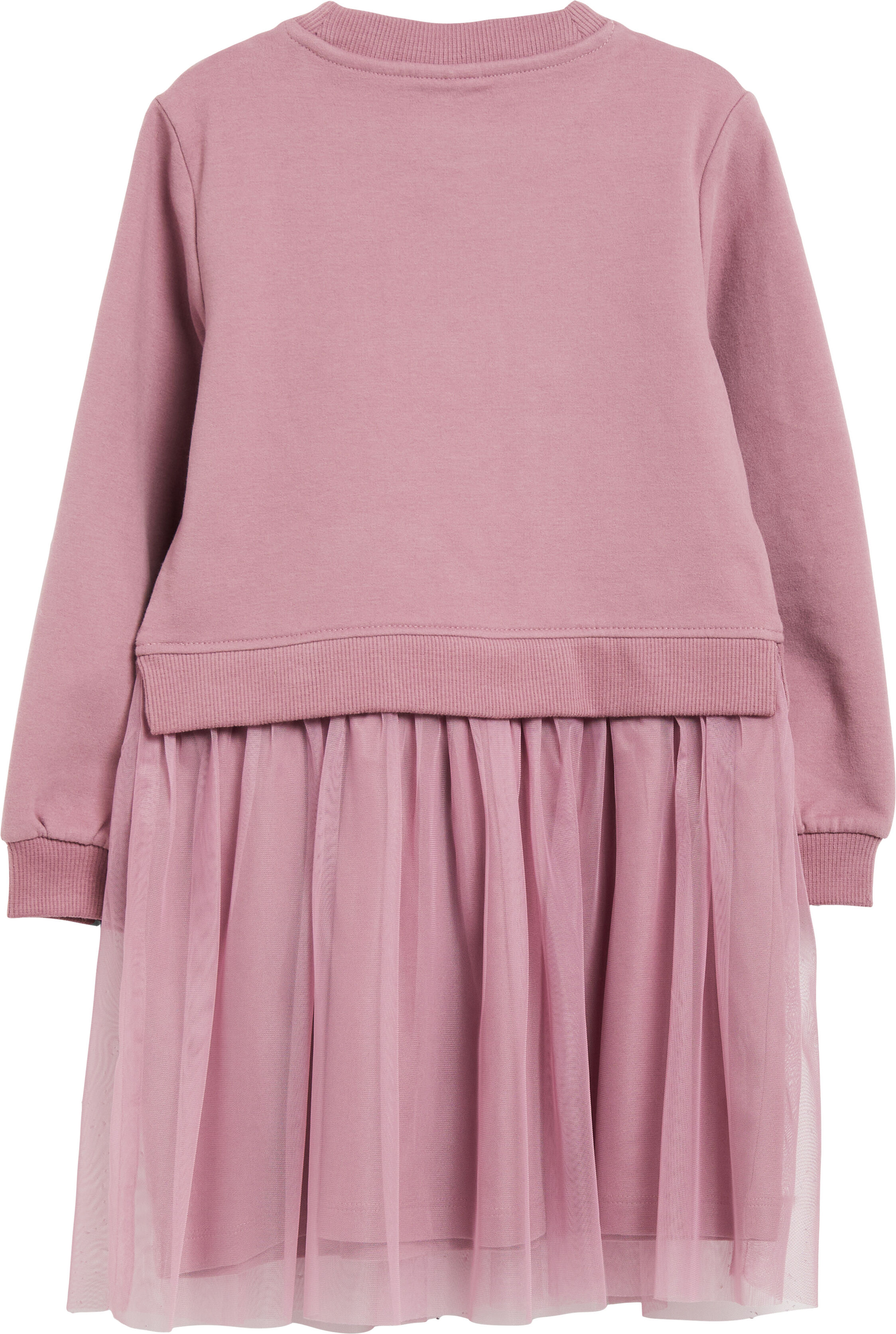 Sweatkleid S.OLIVER JUNIOR, Mädchen, Gr. 110, N-Gr, dusty rose, Jersey, Obermaterial: 95% Baumwolle, 5% Elasthan, bestickt, bequem wadenlang, Rundhals, Rippbündchen, Kleider Sweatkleid, mit Tüllrock, Stickerei