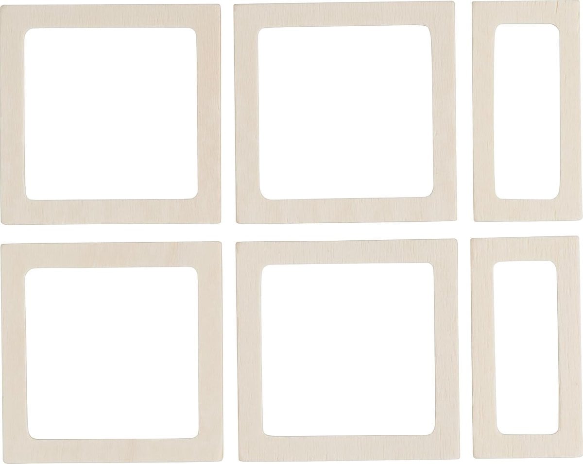 4-delige beige miniatuur fotolijsten van multiplex voor poppenhuis accessoires en creatieve projecten
