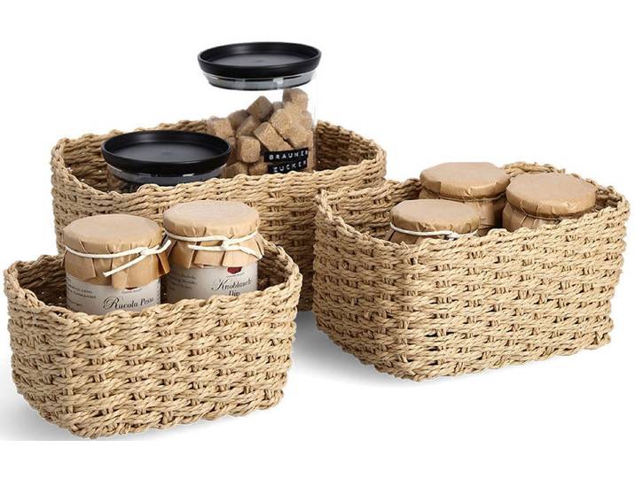 Aufbewahrungskorb ZELLER PRESENT, beige, B:24cm H:13cm T:18cm, Papier, Aufbewahrungsboxen, Aufbewahrungskorb, stapelbar