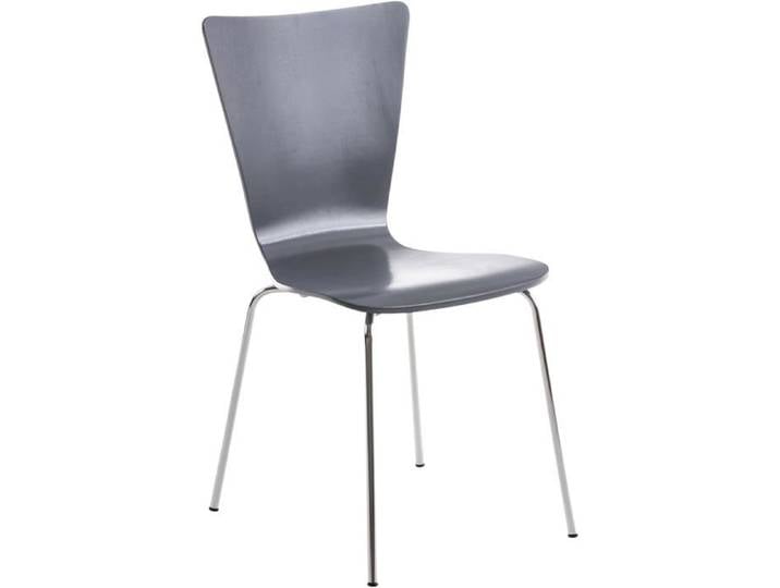 CLP Chaise empilable Aaron I Chaise de conférence ergonomique avec assise en bois et pieds en métal Gris