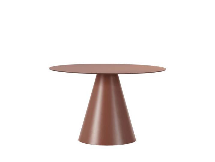 Table à manger 4pers verre/métal rond ø120cm marron glacé