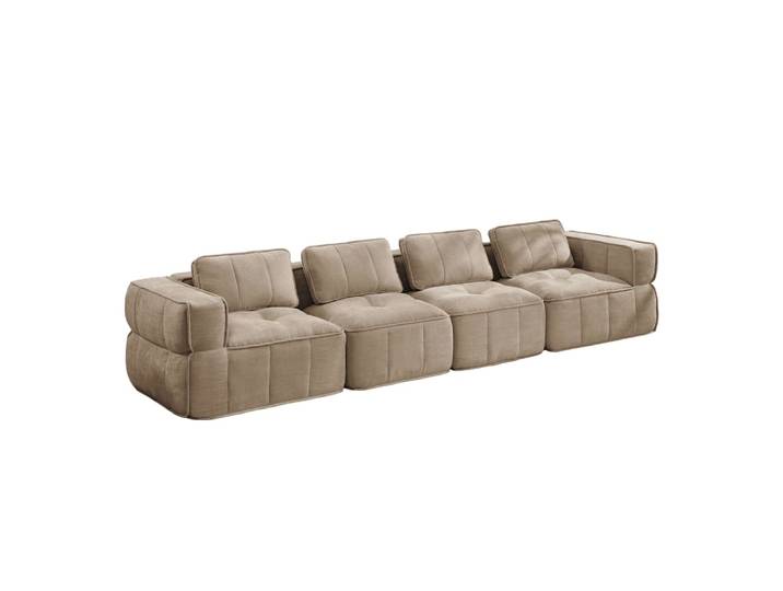 Grand canapé modulaire 4 places en mousse hd 32d, sable